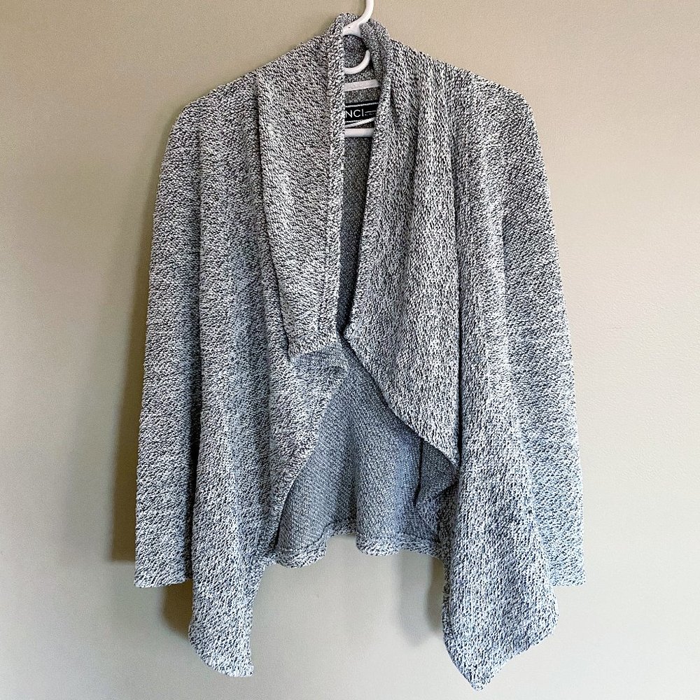 BNCI blanc noir open front waterfall sweater sz s
